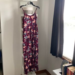 Maroon floral maxi dress